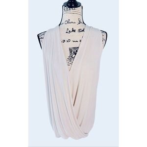 Brand New Zenana Women’s Large Beige Surplice Halter Top Blouse Soft Stretch